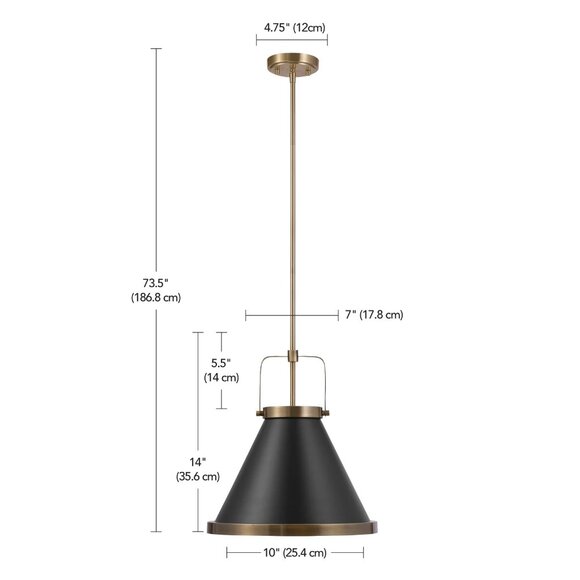 Novogratz X Globe Electric Matte Brass Large Shade Kitchen Hanging Pendant Light - Picture 2 of 6